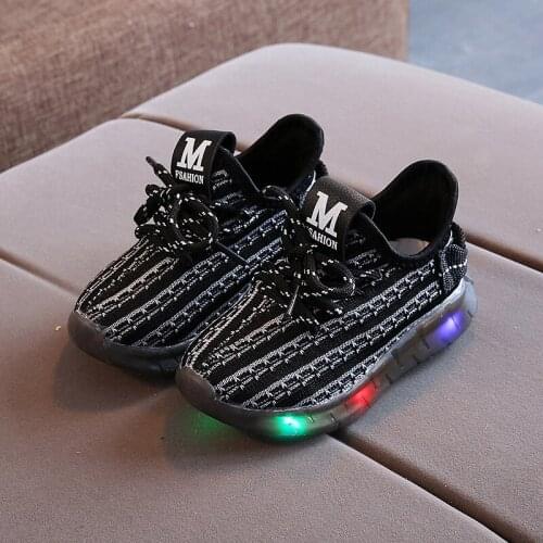 2021 Size 21-30 Glowing Sneakers Kid Led Shoes for Toddler Boys Children Shoes with Light Up Sneakers Glowing Baby Toddler Shoes