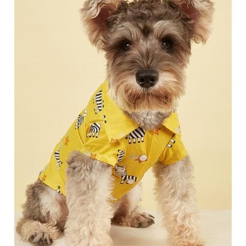 Cool Pet T-Shirt Cartoon Animal Printing Turndown Collar Polyester Button Closure Blouse Vest for Daily Life Summer Dog Clothes