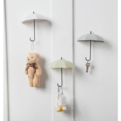 3pcs Punch-free Umbrella Hook Strong And Seamless Self-adhesive Umbrella Hook Home Decoration Kitchen Bathroom Accessories