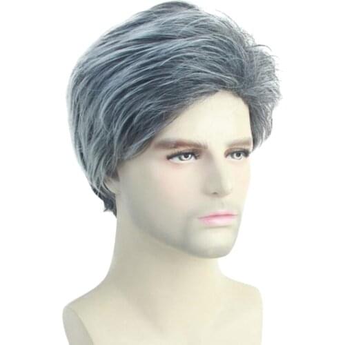 10'' Side Part Mens Short Wig W/ Bang Natural Looking Straight Wigs