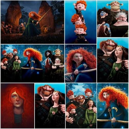 Disney 5D DIY Diamond Painting "Brave Legend" Cartoon Princess Merida Brand New Rhinestone High Quality Decorative Painting