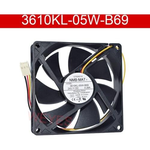 NEW for NMB-MAT 3610KL-05W-B69 9025 24V 0.26A 9CM 3 wires pins cooling fan Working