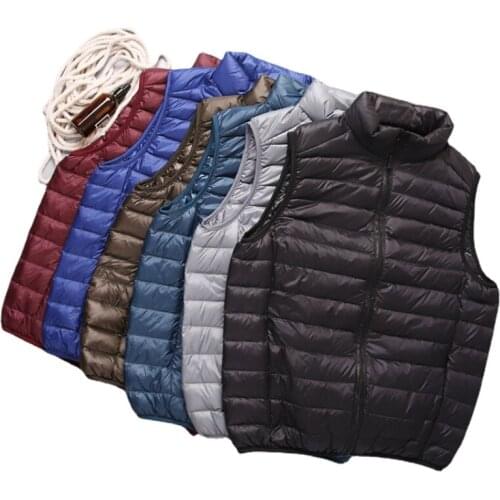 Autumn Winter Plus Size White Duck Down Male Coats Windproof Duck Down Casual Waistcoat Mens Lightweight Down Vest Jacket