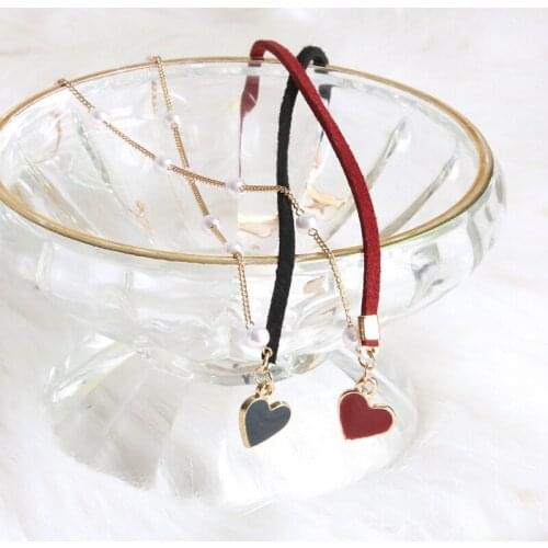Trendy Heart Shape Chocker Chain Necklace For Women Girls Pearls Fashion Sweet Style Jewelry Adjustable Length Gift