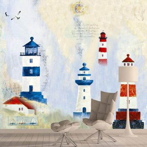 Custom Cartoon Light House Decor 3d Wallpapers Murals for Living Room Kids Desktop Walls Paper Contact Peel Stick Window Rolls