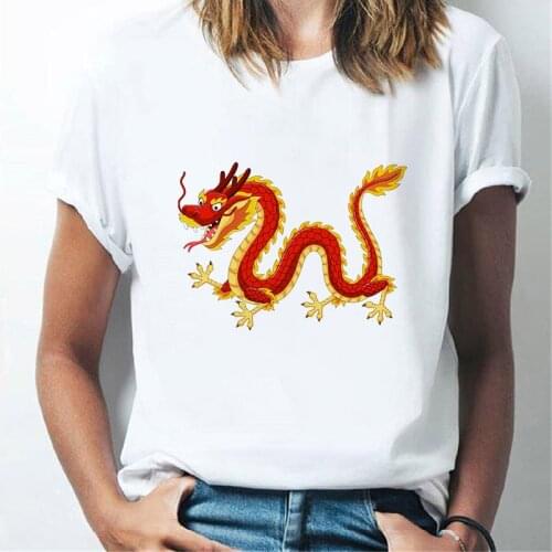 2021 Hot New Hipster T shirt Casual t shirt Mighty Dragon Printed T-shirt Harajuku Round Neck Short-sleeved T-shirt Women