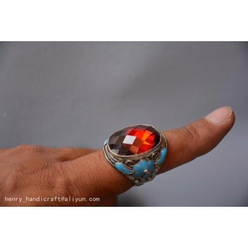Rare Old Old China Cloisonne &sapphire pendantcarved silver ring,02,free shipping