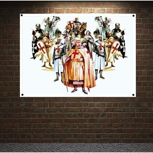 Knights of templar Crusaders Posters Banners Flag Wall Art Home Decoration Wall Hanging Ornaments Mural HD Wallpapers Mural x8