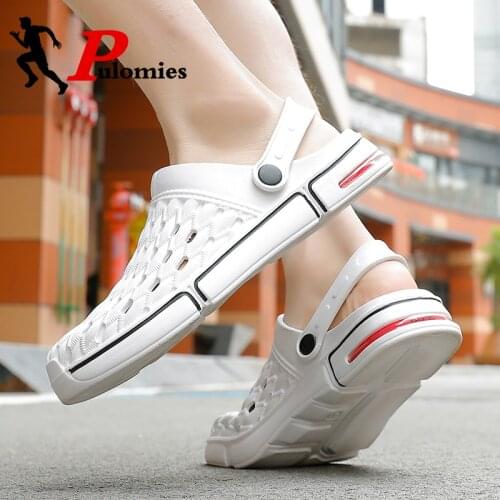 PULOMIES Summer Men and Women Sandals Men Slippers Casual Home Slippers Chunky Platform Clogs Couple Garden Shoes Beach Sandals