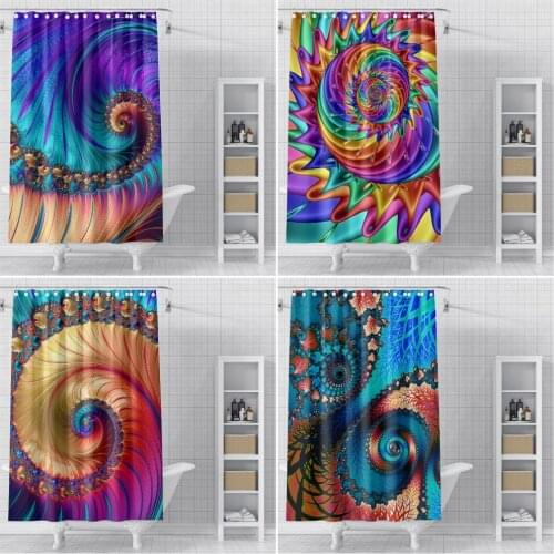 Abstract Swirl Pattern Bath curtain Waterproof Shower Curtains Polyester Cartoon Bath Screen Printed Curtain for Bathroom Home