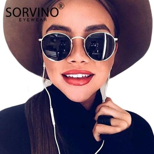 SORVINO Retro Designer Small Oval Polarized Sunglasses 2020 Women Steampunk Rose Gold Mirror Round Sun Glasses Pink Shades SP177