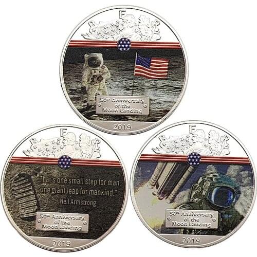 2019 United States Statue of Liberty Colored Silver Plated Commemorative Coin Space Craft Collectible Coin Lucky Challenge Coin
