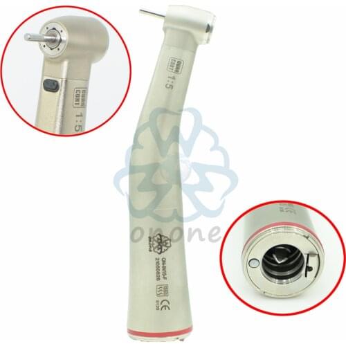 Dental 1:5 Increasing LED Fiber Optic Contra Angle Red Ring Handpiece slow speed turbine stainless steel body dental tool