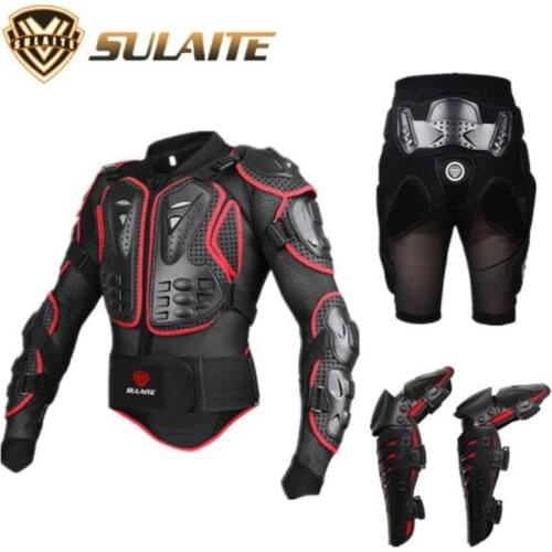 SULAITE Motorcycle Amor Body Protection Motocross Protective Gear Racing Full Body Armor+ Gears Short Pants+Motocycle Knee Pad