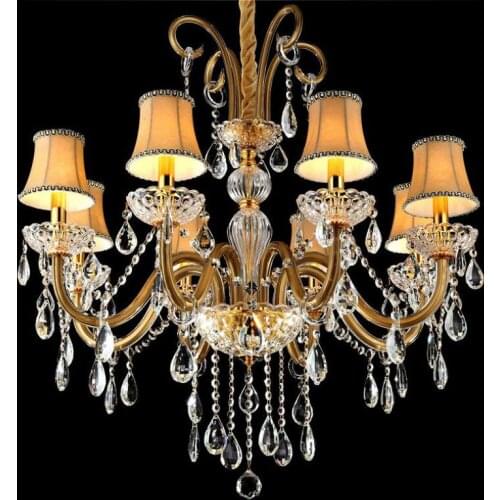 Dressing room Led Champagne crystal lighting chandelier Lustres De Cristal Bedroom Dining Room Crystal chandeliers with shades