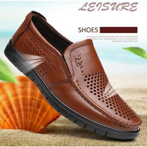 Man Genuine Leather Casual Shoes Autumn Winter Fathers Footwear For Men Soft Slip-on Male Loafers Flats Hot Sale High Quality