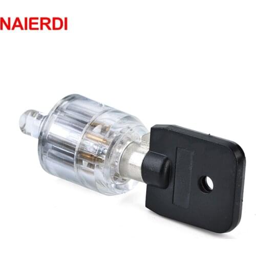 NAIERDI Practice Padlock Seven Core Lock Cylinder Transparent Visible Pick Cutaway Training Skill Locksmith Hand Tools Hardware