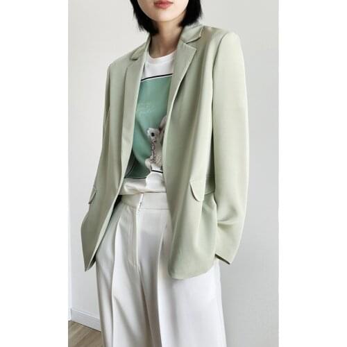 2021 spring new advanced 6A silk suit jacket womens silk drape suit top