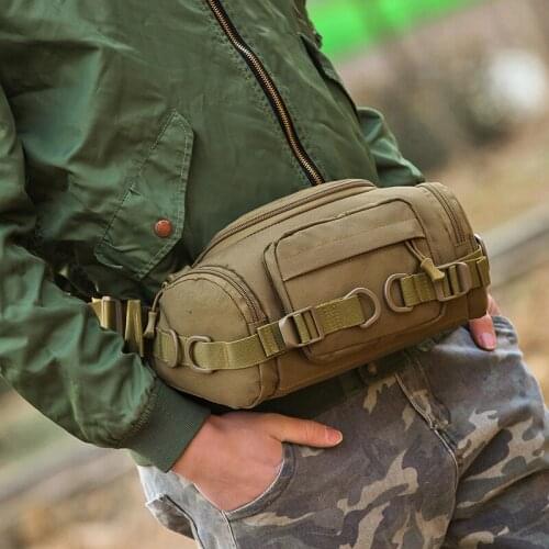 Waterproof Canvas Military Tactical Waist Bag Shoulder Crossbody Outdoor Sport Travel Bag Rucksack Trekking Hiking Camping Bag