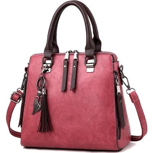 Girl Handbag PU Leather Women Messenger Shoulder Bags High Quality Tassel Double Zipper Crossbody Bag for Women bolsa feminina