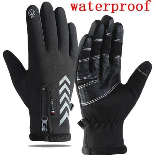 Winter Bicycle Cycling Gloves Men Women Plus Fluff Warm Waterproof Outdoor Sports Touch Screen Motorcycle Gloves Cold Protection