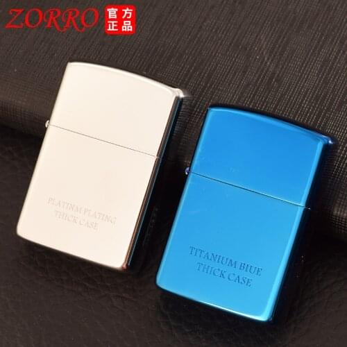 Zorro New Kerosene Lighter Thickened Blue Ice Original Copper Classic Creative Retro Vintage Grinding Wheel Lighter