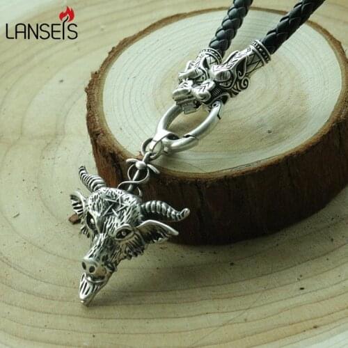 1pcs Sabbatic Goat Amulet Cord Necklace Baphomet Necklace pendant 38mm