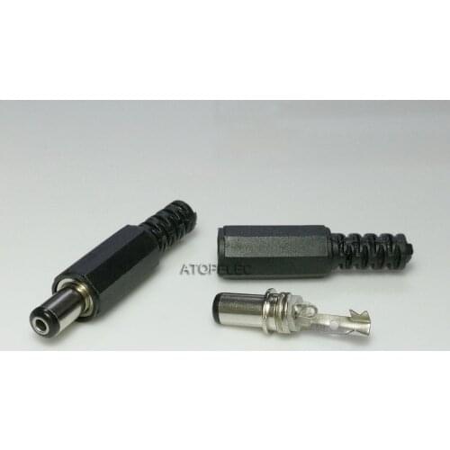 10pcs 5.5mm x 2.1mm / 2.5mm 12V 3A DC Power Male Plug Jack Soldering Connector