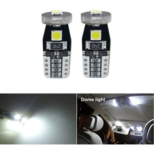 2x T10 W5W Canbus Led Car Light Bulbs 194 168 Car Interior Dome Map Door Courtesy License Plate Lights Compact Wedge White