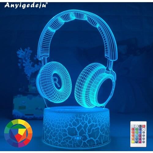 3d Night Light Headset Led Touch Sensor Colorful Nightlight for Kids Bedroom Decorative Light Cool Gift for Child 3d Lamp Desk