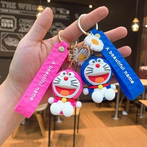 8pcs/Lot Cute Doraemon Keychains Cartoon Boy Girl Cat Key Ring Women Lovely Bag Key Chain New Key Accessories PVC Doraemon Doll