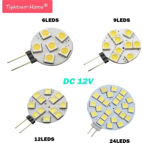 Promotion!5PCS G4 LED Lamp 1W to 3W 5050 SMD Spotlight Corn Bulb Marine Camper Boat RV Light White Warm 6/9/12/24led DC12V