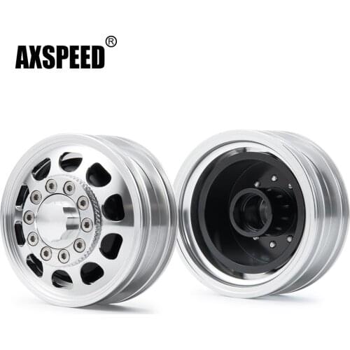 AXSPEED Metal Alloy Beadlock Front Wheel Rims Hubs for Tamiya 1:14 RC Crawler Car Tractor Trailer Cargo Truck Component Parts