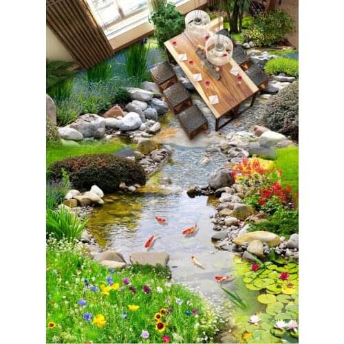 Free shipping 3D Custom Wall Sticker Park river Flooring Painting Photo Wallpaper for Walls 3d home decor mural post