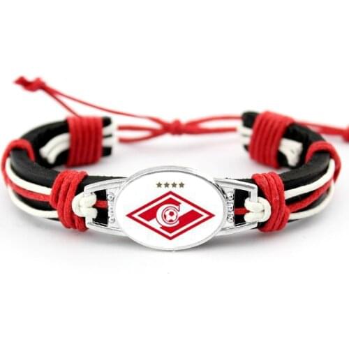 Russian Premier League Clubs Football Team Spartak Moscow DIY Hand Woven Adjustable Leather Bracelet Bangles Jewellery