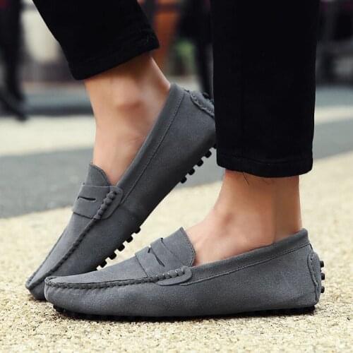 Brand Big Size Cow Suede Leather Men Flats 2020 New Men Casual Shoes High Quality Men Loafers Moccasin Driving Shoes