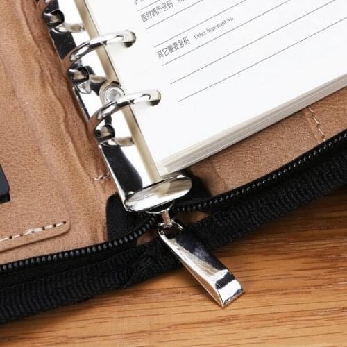 PU Leather Cover A6 Zipper Notebook Loose-Leaf Business Notepad With Calculator M5TE
