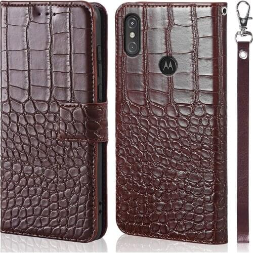 Crocodile skin Leather Case For Motorola Moto P30 Note Fundas Wallet Card Holder Stand Book Cover Coque Motorola One Power