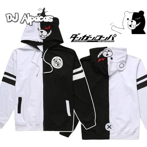 Danganronpa Monokuma Cosplay Costume Unisex Hoodie Sweatshirt Hooded Jacket Daily Casual Coat Game Anime