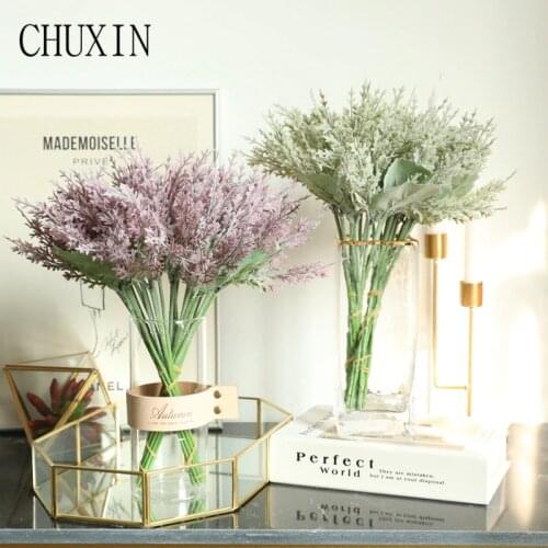 Flocking with grass cypress leaves artificial flower bouquet DIY home decor wedding holding flower wall plants wall fake flower