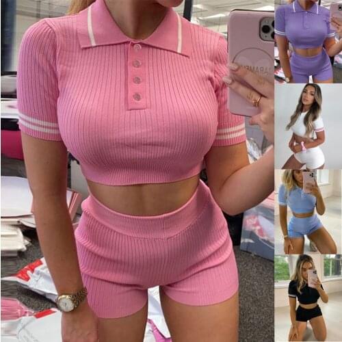Hirigin 2 Piece Set Women Clothes 2020 New Crop Top Tracksuit Slim High Wasit Women Clothes Set