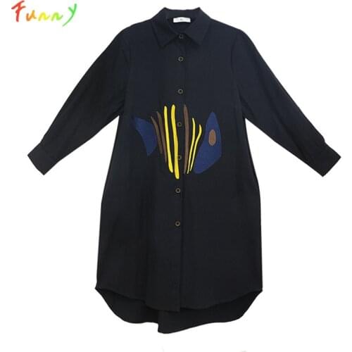 Black White Cotton Embroidery Shirt Dress for Girls Long Sleeve Autumn Childrens Dress Teenager Girl Clothes 6 8 10 12 14 Year