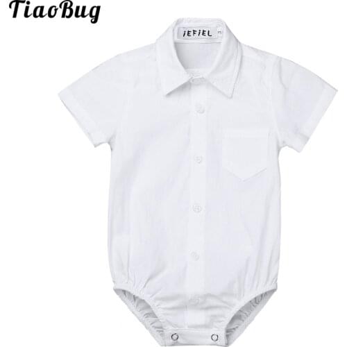 TiaoBug 3 To 24 Months Infant Baby Boys Short Sleeves Lapel Formal Gentleman Shirt Romper Jumpsuit Bodysuit