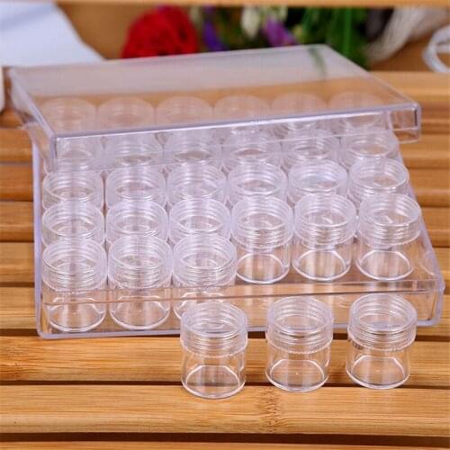 30pcs/set Clear Plastic Bead Containers for Jewelry Packaging Boxes,Column bottle : 26x29mm ,Rectangle:16x13.5x3.5cm ZC121