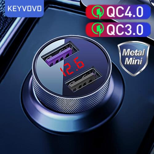 Metal QC USB Car Charger Quick Charge 4.0 QC3.0 LED Digital Display Mobile Phone Fast Charging Adapter For iPhone Xiaomi Huawei