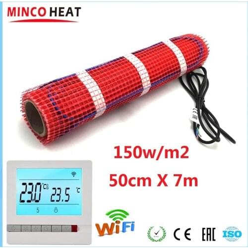 MINCO HEAT 50cmX7m 3.5m2 150w/m2 Floor Heating Warm Mat for Driveway Snow Melting, Home Floor Heating with WiFi Thermostat