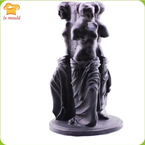 2021 New Greek Sculpture Silicone Mold Temple Wedding Decoration Candle Plaster Concrete Candle Silicone Mould