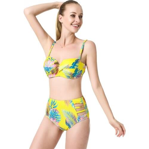 Bikini Set Womens Swimsuit Floral Print Swimwear 2021 New Bathing Suits Swimming String Thong Sexy Pink Black Green Yellow