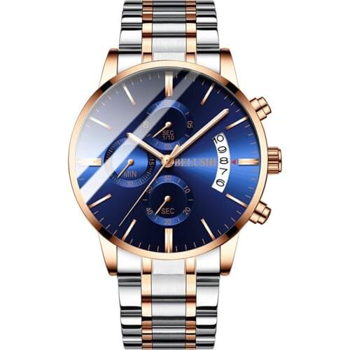 New multifunctional luminous mens watch three-eye six-hand fashion quartz watch