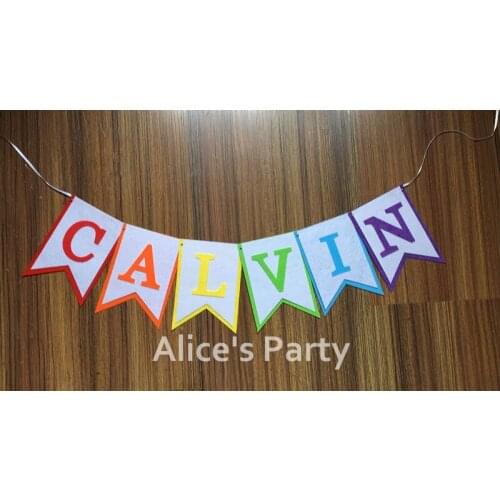 New Customized Rainbow Color Name FeltBunting Baby shower Banner Birthday Party Decoration Nursery Garland Photo Booth Props